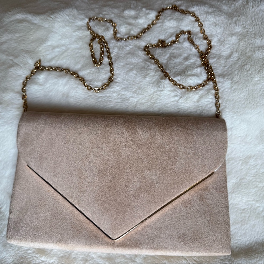 Charming Tailor Suede Clutch Purse with detachable gold chain and Magnetic snap